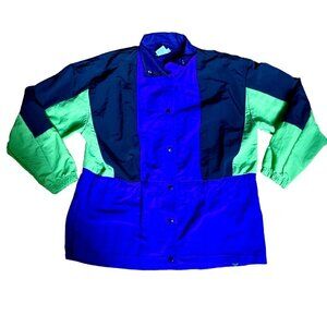 Vintage VS Sport Windbreaker Jacket Nylon Women's Size Large Neon Green Purple